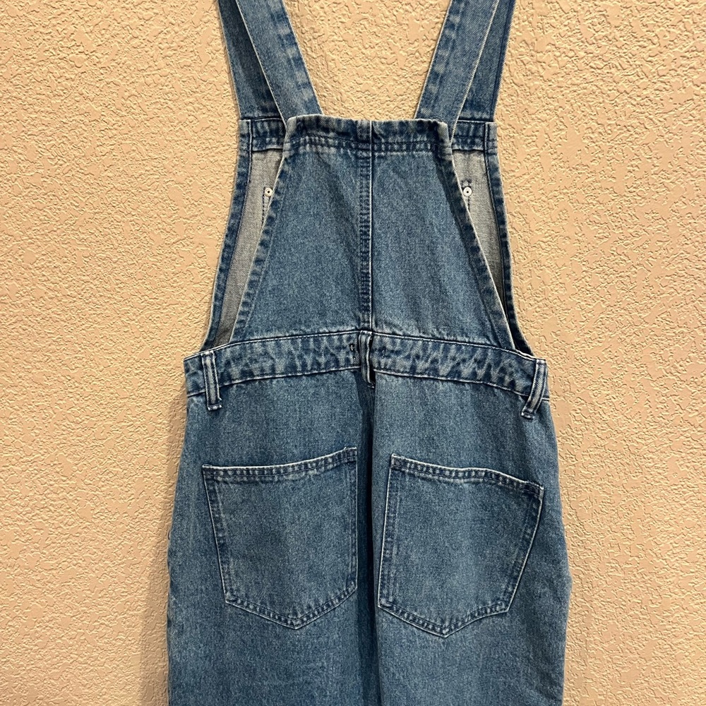 NWT WeWoreWhat Slouchy Slit Denim Overalls - Steel - Picture 11 of 16